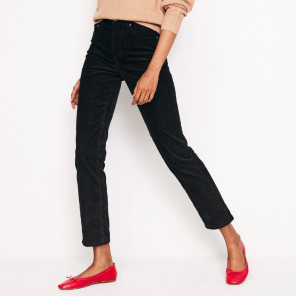 Boden Black Corduroy High Rise Slim Fit Pants